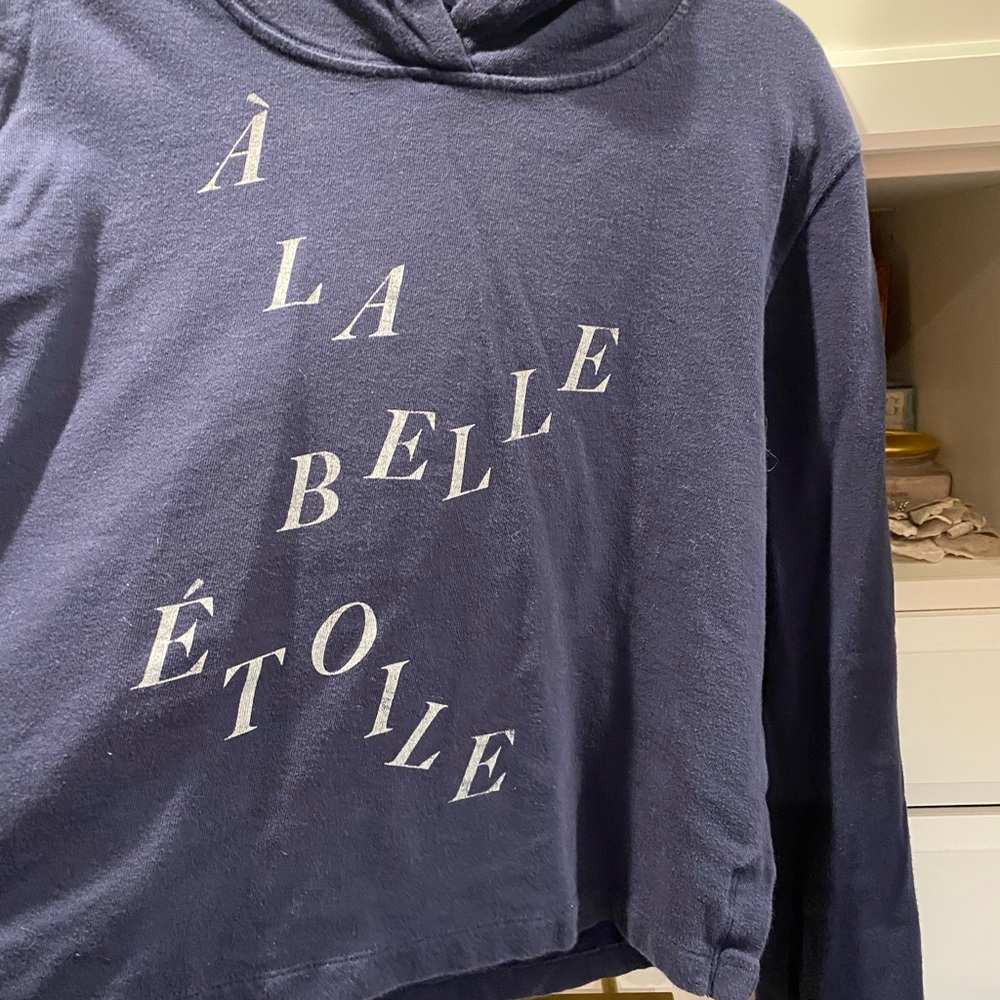 Anthropologie Navy Hoodie with White Lettering